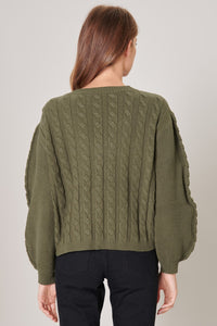 Fern Cropped Cable Knit Cardigan