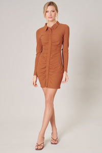Alison Ribbed Knit Button Front Mini Dress