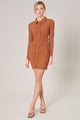 Alison Ribbed Knit Button Front Mini Dress