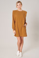 Deanna Padded Shoulder French Terry Knit Dress