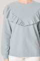 Deanna French Terry Knit Raw Edge Ruffle Sweatshirt