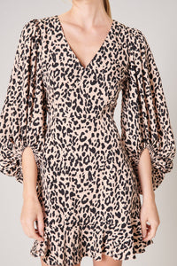 Leopard Lorelei Volume Sleeve Dress