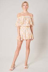 French Country Floral Off the Shoulder Besame Romper