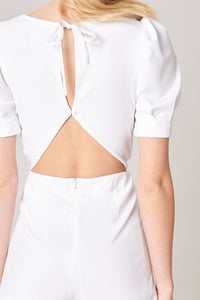 Of the Essence Back Cutout White Romper
