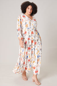 April Primary Floral Mabel Tiered Maxi Dress Curve