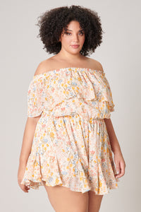 French Country Floral Off the Shoulder Besame Romper Curve