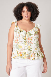 Kailey Floral Ruffle Top Curve