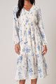 April Blue Floral Nellie Ruffle Midi Dress