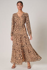 Java Leopard Mabel Tiered Maxi Dress