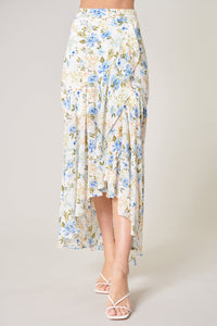 Luz Floral Saturated Love High Low Midi Skirt