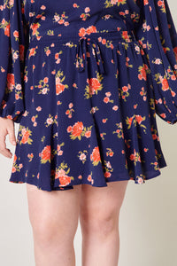 Roseanne Floral Lowell Fluted Mini Skirt Curve