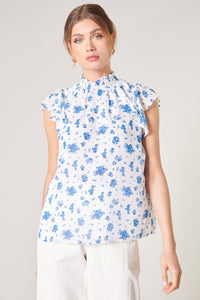Fond of You Floral Sun Up Mock Neck Top
