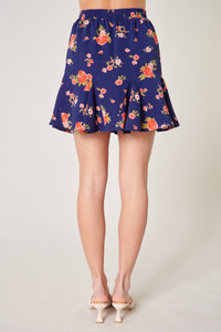 Roseanne Floral Lowell Fluted Mini Skirt