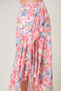 Macaron Floral Saturated Love Midi Skirt