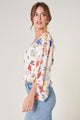 April Primary Floral Ways Balloon Sleeve Blouse