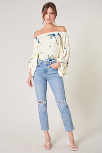 Fall for You Floral Off the Shoulder Balloon Sleeve Top