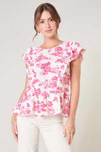 Ainsley Meadow Toile Kindred Peplum Top