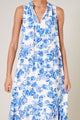 Antoinette Blue Floral Split Neck Tiered Maxi Dress