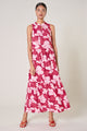 Ginger Berry Split Neck Tiered Maxi Dress