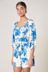 Azure Kona Floral Sweetheart Crossover Top