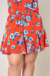 Rosario Floral Lowell Fluted Mini Skirt Curve