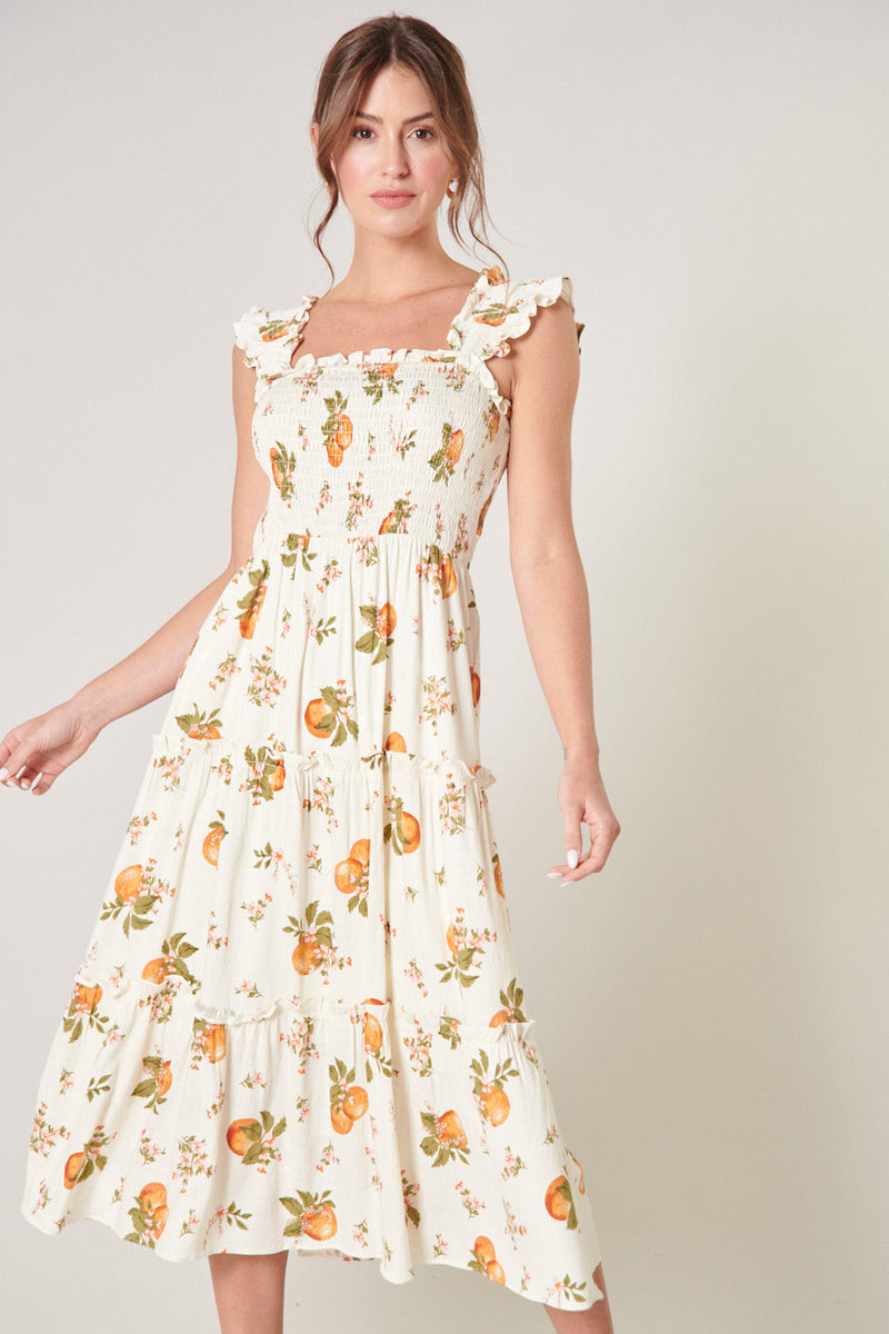 Arancia Bayshore Smocked Bodice Midi Dress – Sugarlips