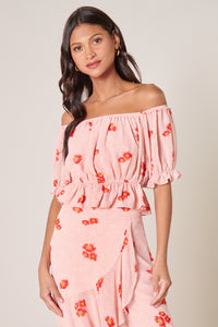 Besame Floral Edith Off the Shoulder Ruffle Top
