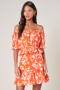 Sunset Floral Edith Off the Shoulder Ruffle Top