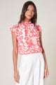 Kennedy Coral Floral Sun Up Mock Neck Blouse