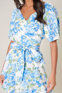 Truth Be Told Blue Floral Leanne Faux Wrap Top