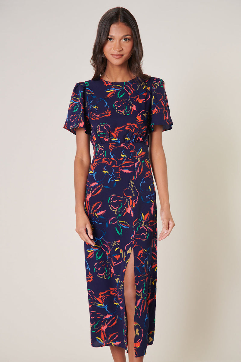 Electric Ways Midnight Bloom Midi Dress – Sugarlips