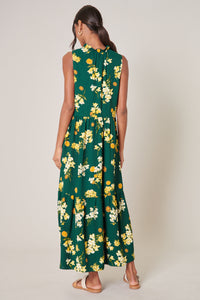 Delliah Floral Split Neck Tiered Maxi Dress