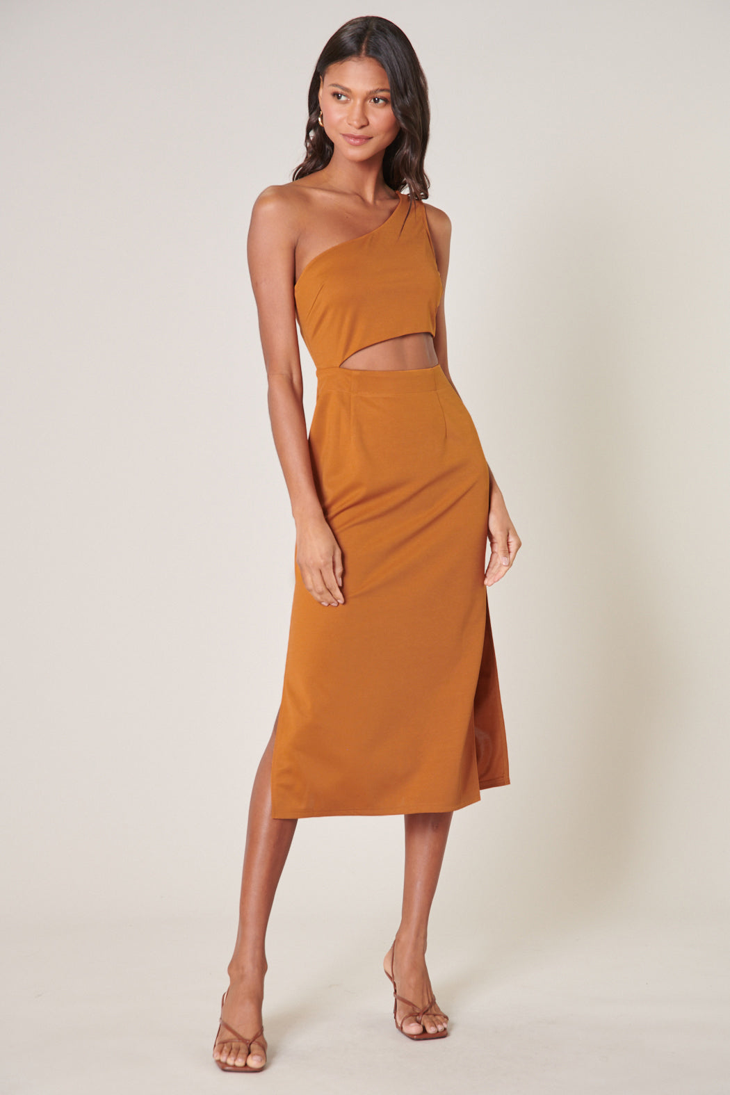 one shoulder cut out midi dress Naxos Blue One Shoulder Cut-Out Midi Dress S