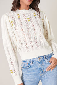 Emiliana Floral Embroidered Pointelle Sweater