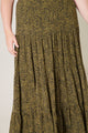 Leonna Olive Leopard Bellingham Tiered Maxi Skirt Curve