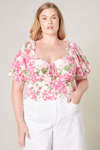 Truth Be Told Viviana Puff Sleeve Crop Top Curve