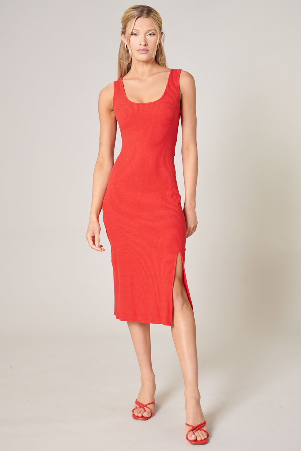 scoop back bodycon dress Ribbed Open Back Bodycon Dress in White