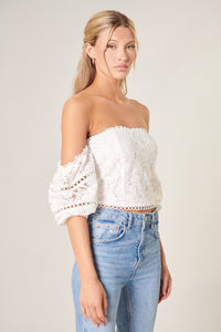 Marienne Off the Shoulder Scallop Lace Top