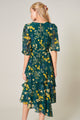 Vanya Floral Asymmetrical Celia Ruffle Midi Dress