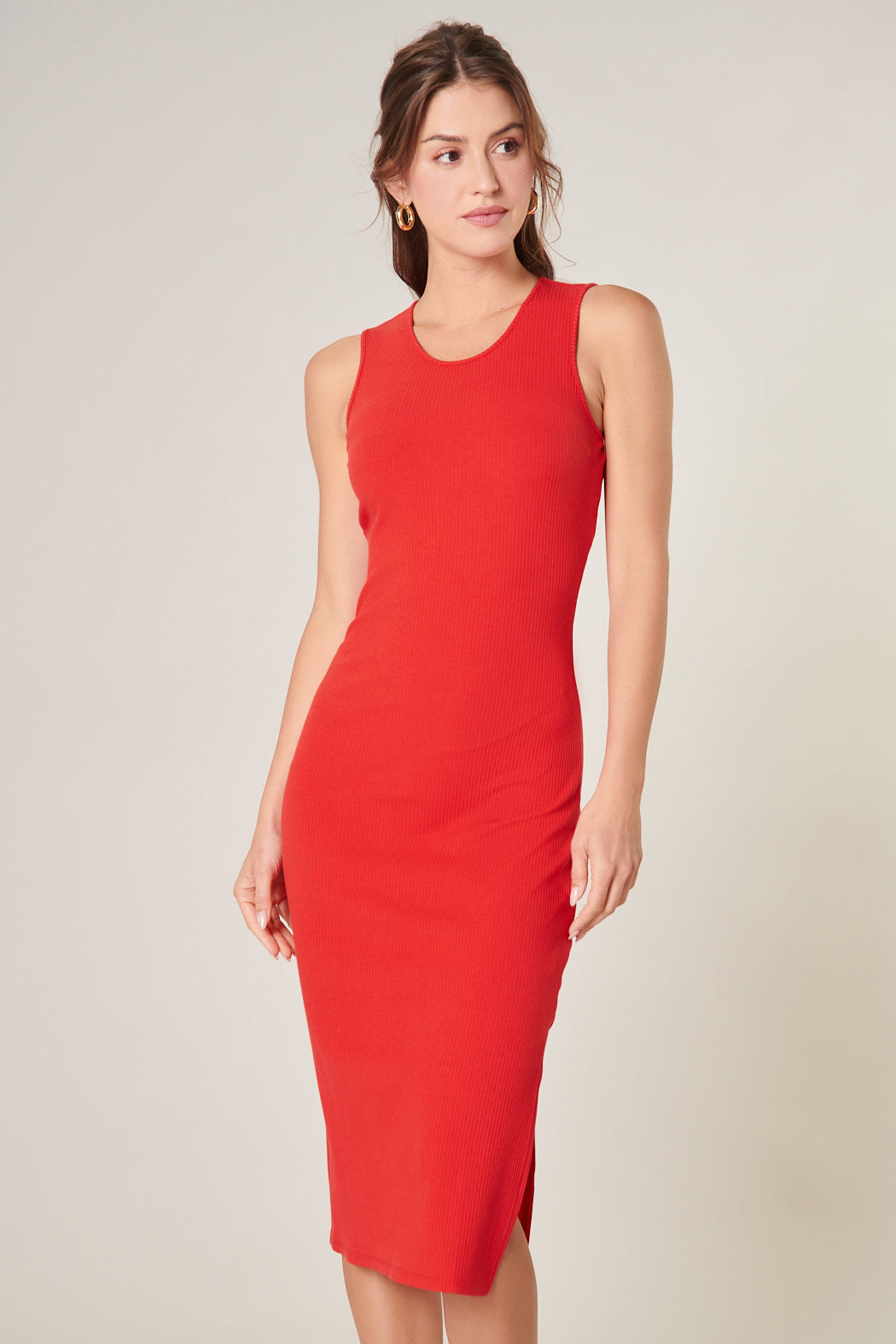 red tank midi dress Lisbon Ribbed Knit Tank Midi Dress Black / S by Sugarlips