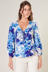 Gypsum Berry Floral Galley Long Sleeve Inset Blouse