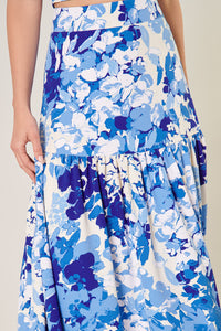 Gypsum Berry Floral Flouncy Midi Skirt