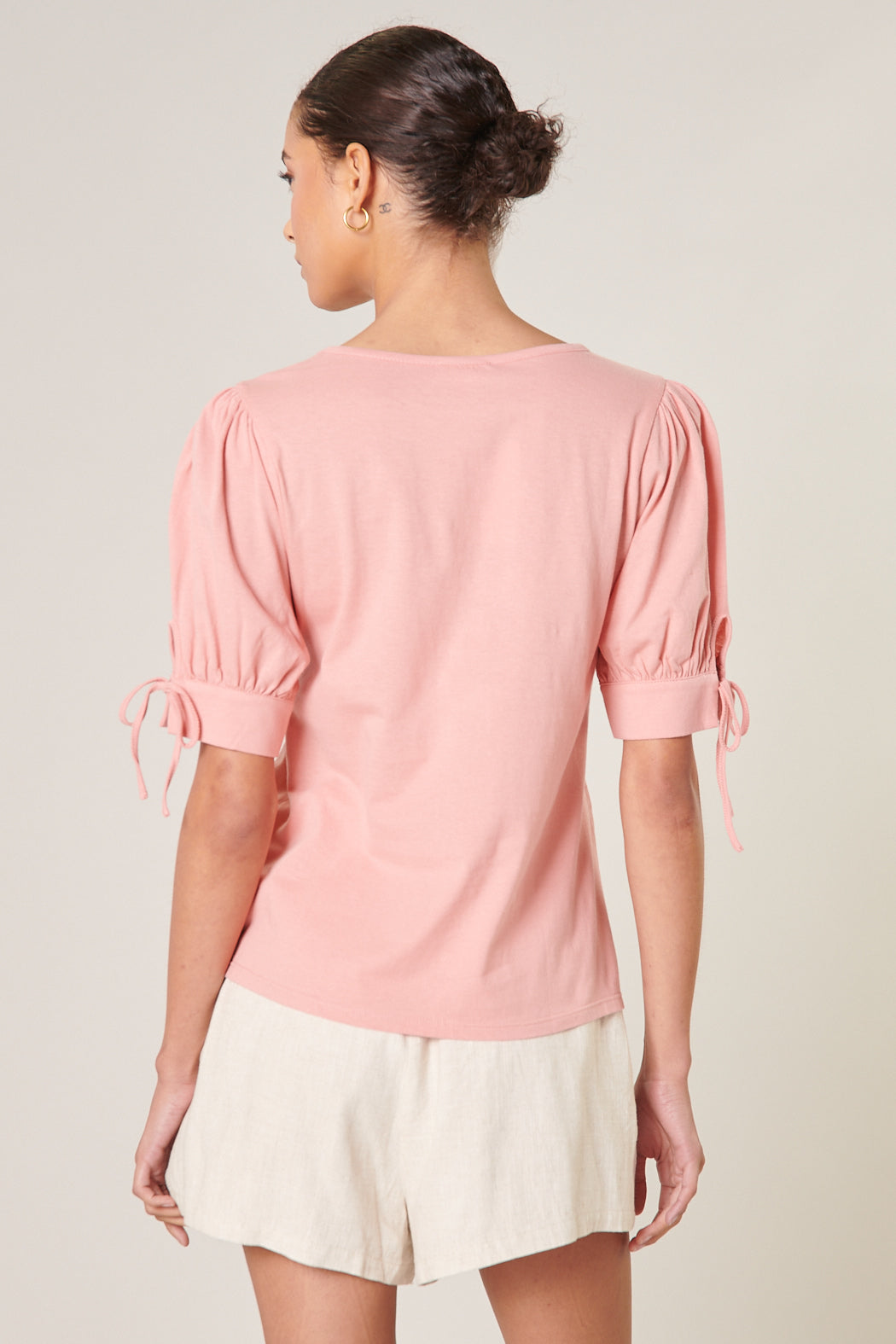 Tell me Why Ruffled Puff Sleeve Top - Taupe - FINAL SALE