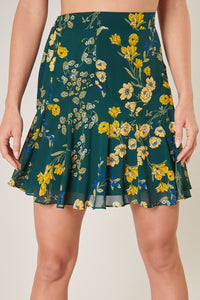 Vanya Floral Eden Flared Mini Skirt