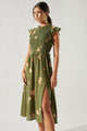 Matcha Blossom Amira Smocked Midi Dress