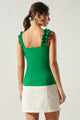 High Roller Ruffle Strap Ribbed Knit Tank
