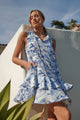 Francine Toile Sky Graceland Ruffle Trim Mini Dress