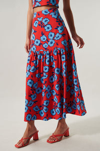 Mira Mar Floral Flouncy Midi Skirt