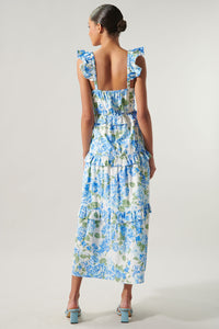 Truth Be Told Blue Floral Ruffle Maxi Dress