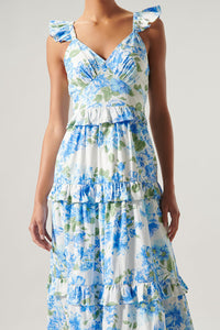 Truth Be Told Blue Floral Ruffle Maxi Dress